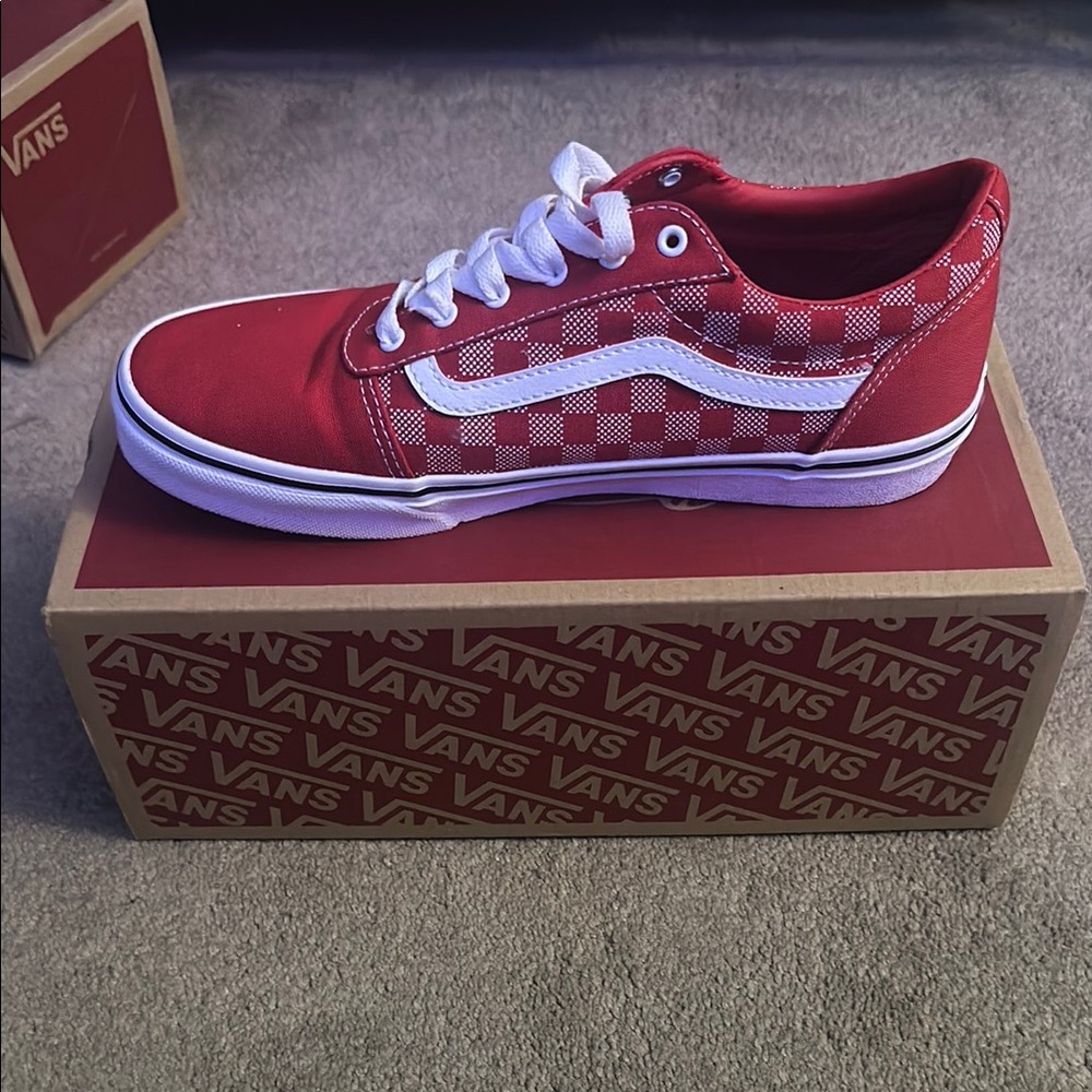 Vans Red and White Old Skool Sneakers